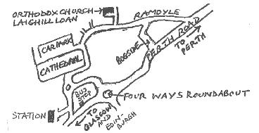 Sketch map of route to church in Dunblane